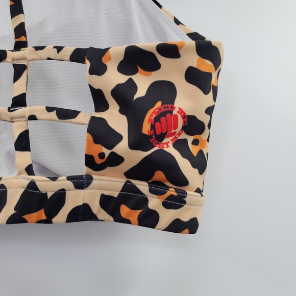 Feed Me Fight Me Cheetah Print Sports Bra Strapy - Picture 4 of 5